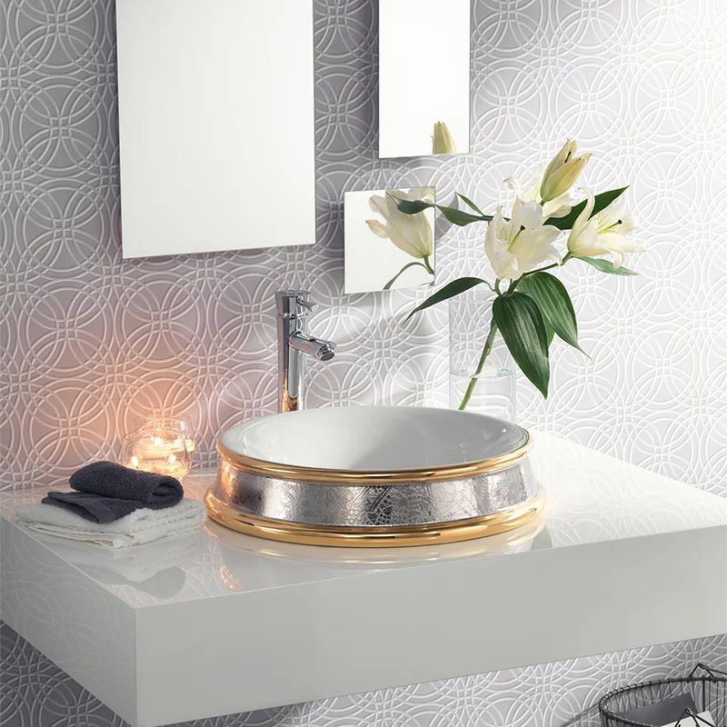  Chậu lavabo bán âm bàn Amalia Platinum Lace Band - 0404PLB 