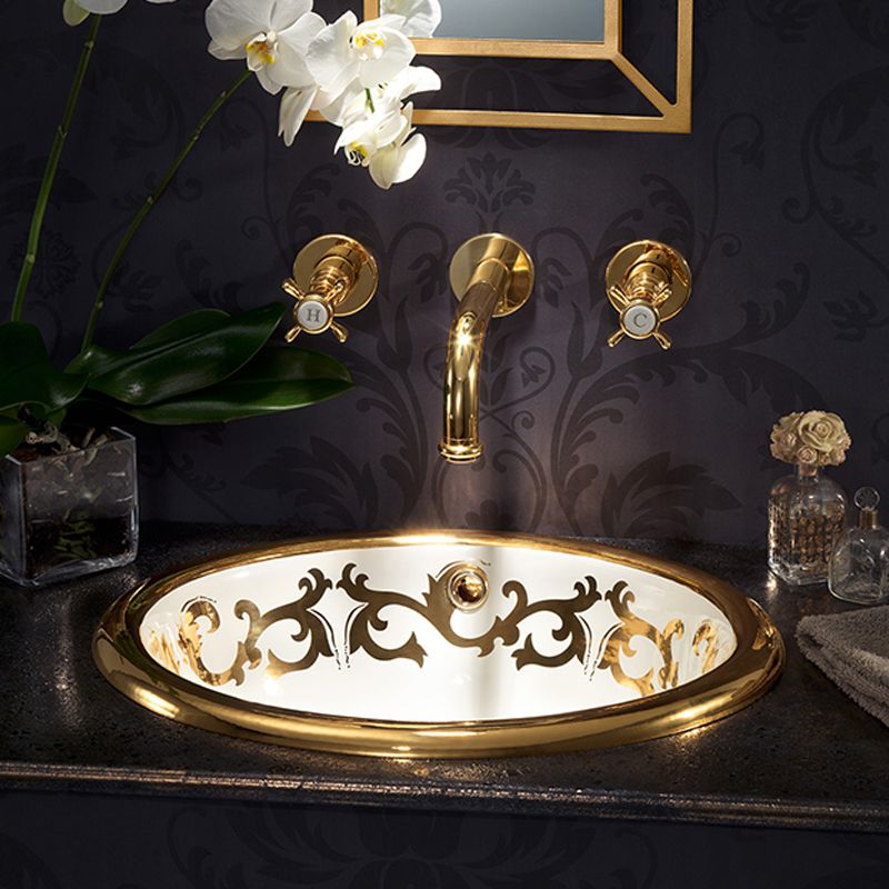 Chậu lavabo dương vành Luisa Gold Spiral Band - 0423DX