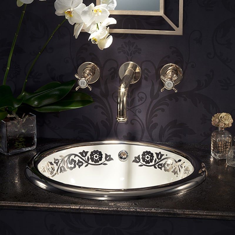 Chậu lavabo dương vành Luisa Platinum Flower Band - 0423DZ
