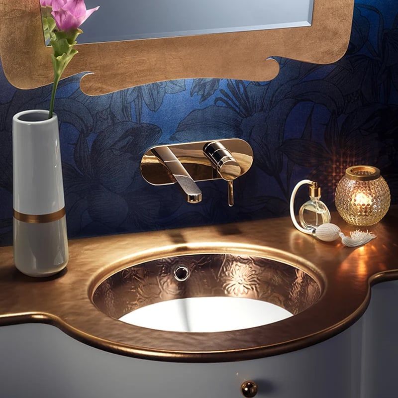 Chậu lavabo âm bàn Clarissa Bass Relief Copper Band - 0426BRCB
