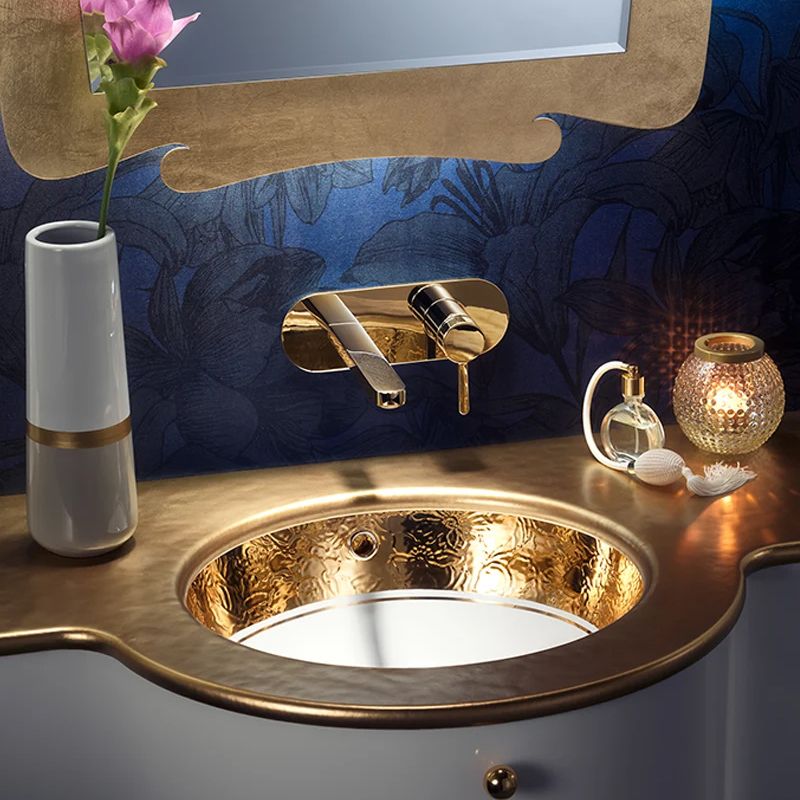 Chậu lavabo âm bàn Clarissa Bass Relief Gold Band - 0426BRGB