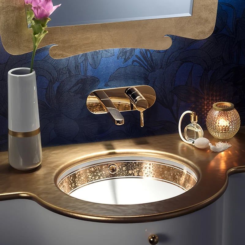 Chậu lavabo âm bàn Clarissa Gold Dripped Band - 0426DGB