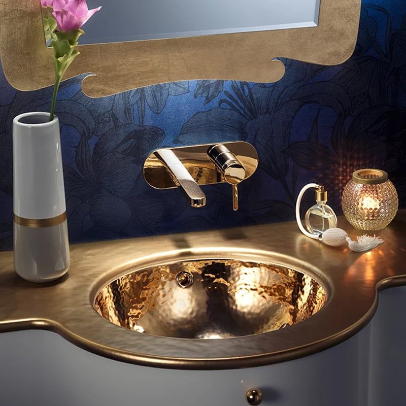  Chậu lavabo âm bàn Clarissa Hammered Gold - 0426HG 