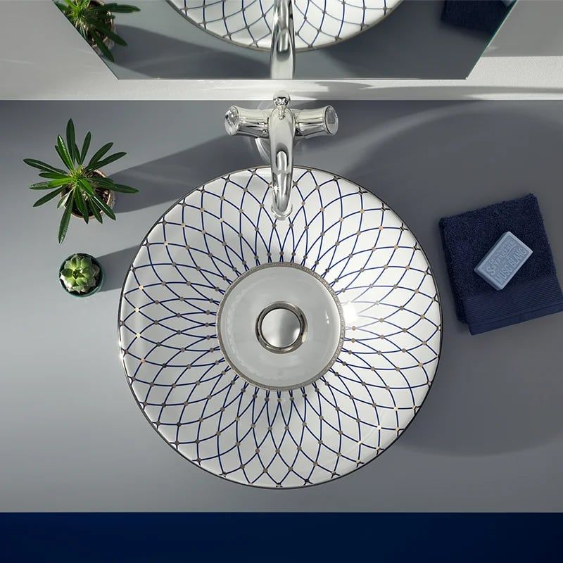 Chậu lavabo bán âm bàn Dalia Blue Capitonée - 0429NBC