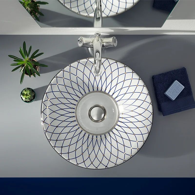 Chậu lavabo bán âm bàn Dalia Blue Capitonée - 0429NBC