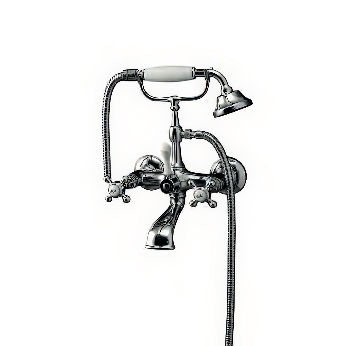 Vòi bồn tắm gắn tường có sen cầm tay cổ điển bằng đồng Victoria - 060101