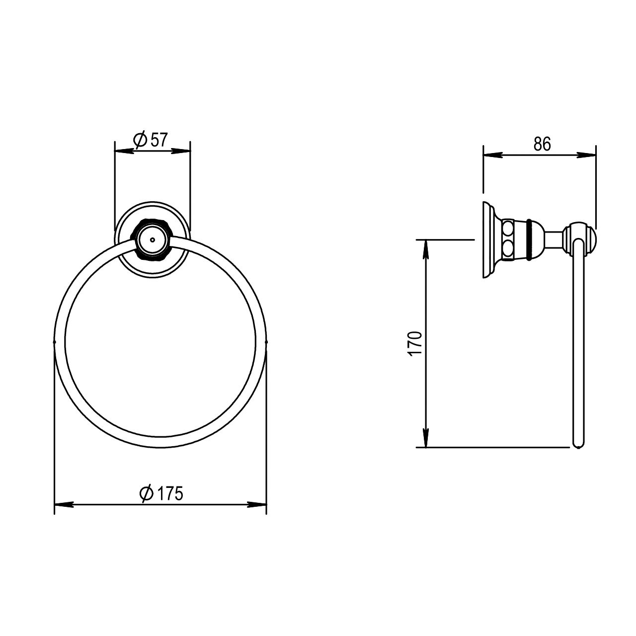  Móc tròn treo khăn tắm cổ điển bằng đồng Montmartre - 07609 