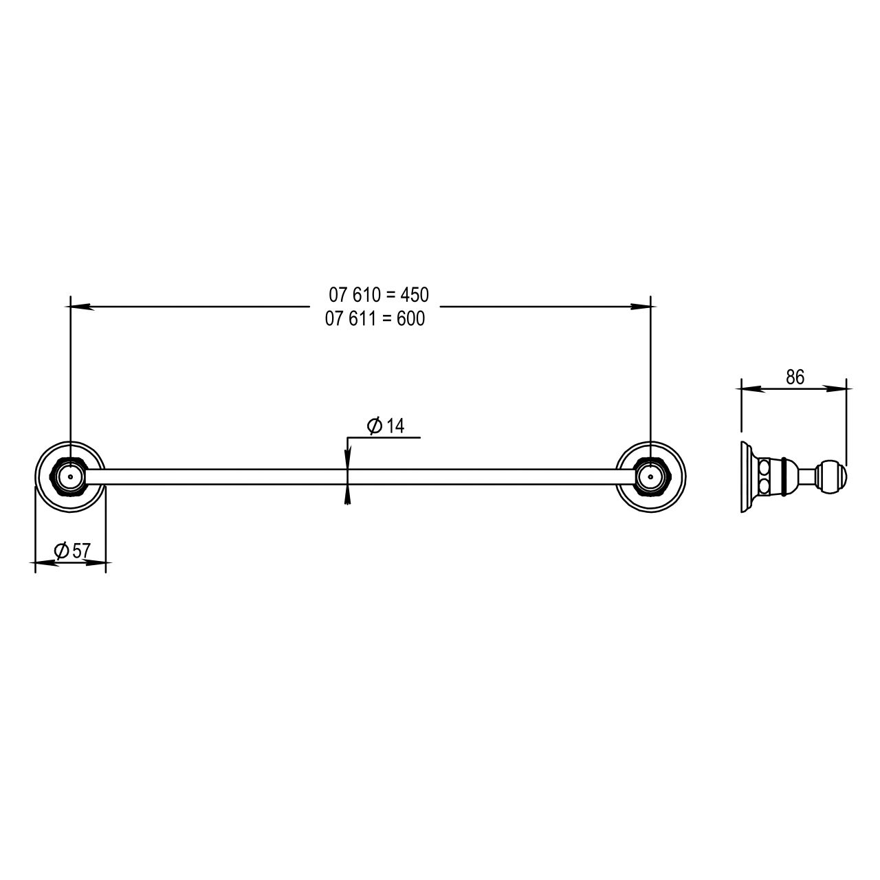  Thanh treo khăn tắm 450mm cổ điển bằng đồng Montmartre - 07610 