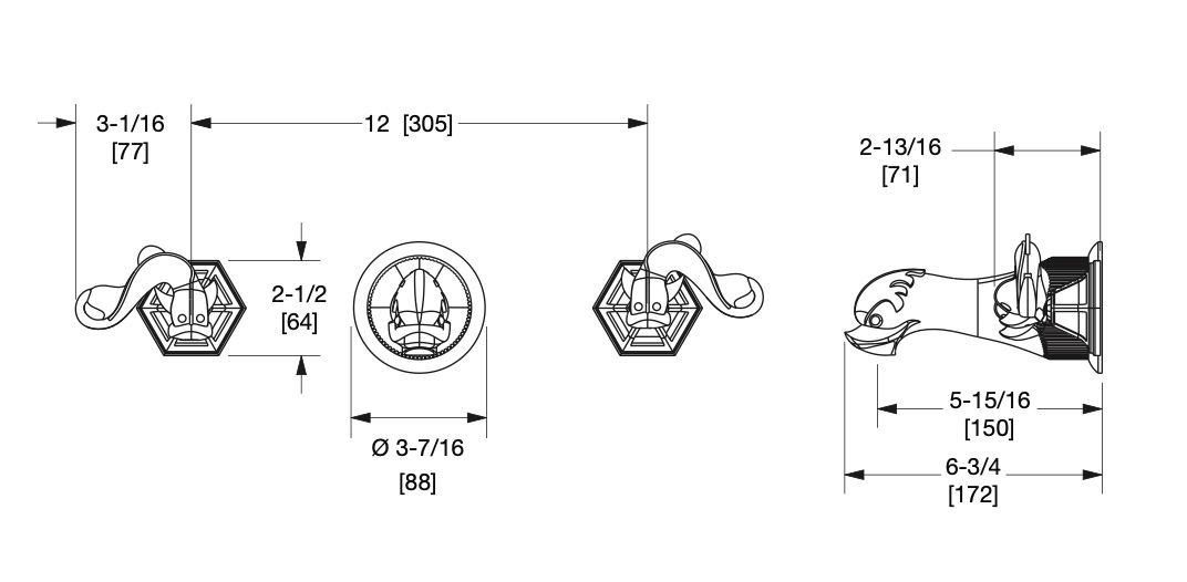  Vòi chậu rửa mặt gắn tường cổ điển Dolphin bằng đồng - 0907WBS 