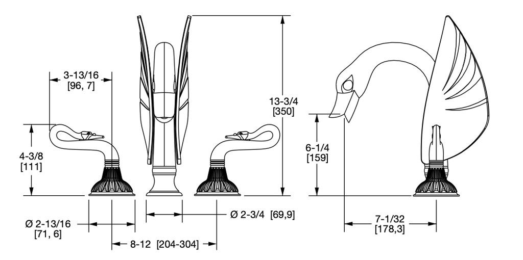  Vòi chậu rửa mặt cổ điển Swan bằng đồng - 0915BAR820 