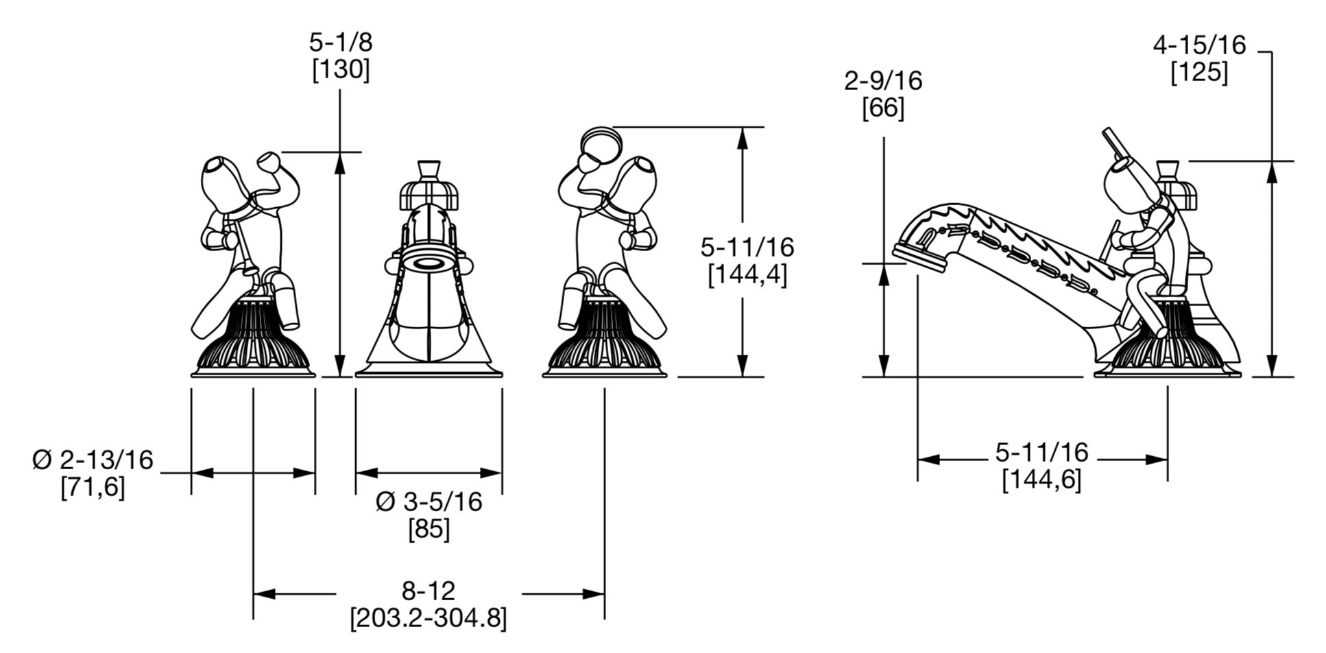  Vòi chậu rửa mặt cổ điển Cherub bằng đồng - 0919BSN 