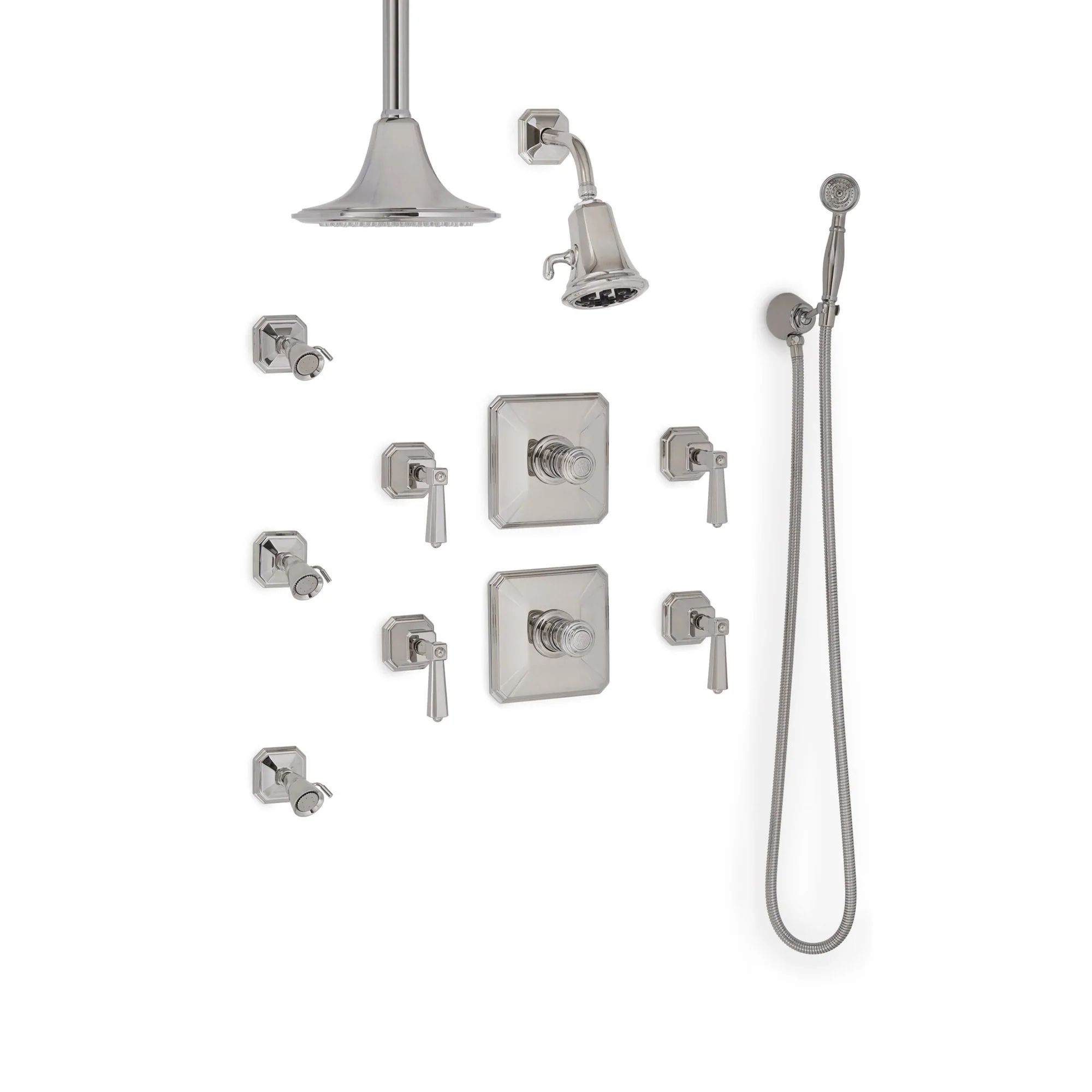  Vòi sen âm tường cổ điển điều chỉnh nhiệt độ Harrison Lever bằng đồng - SHOWER2 