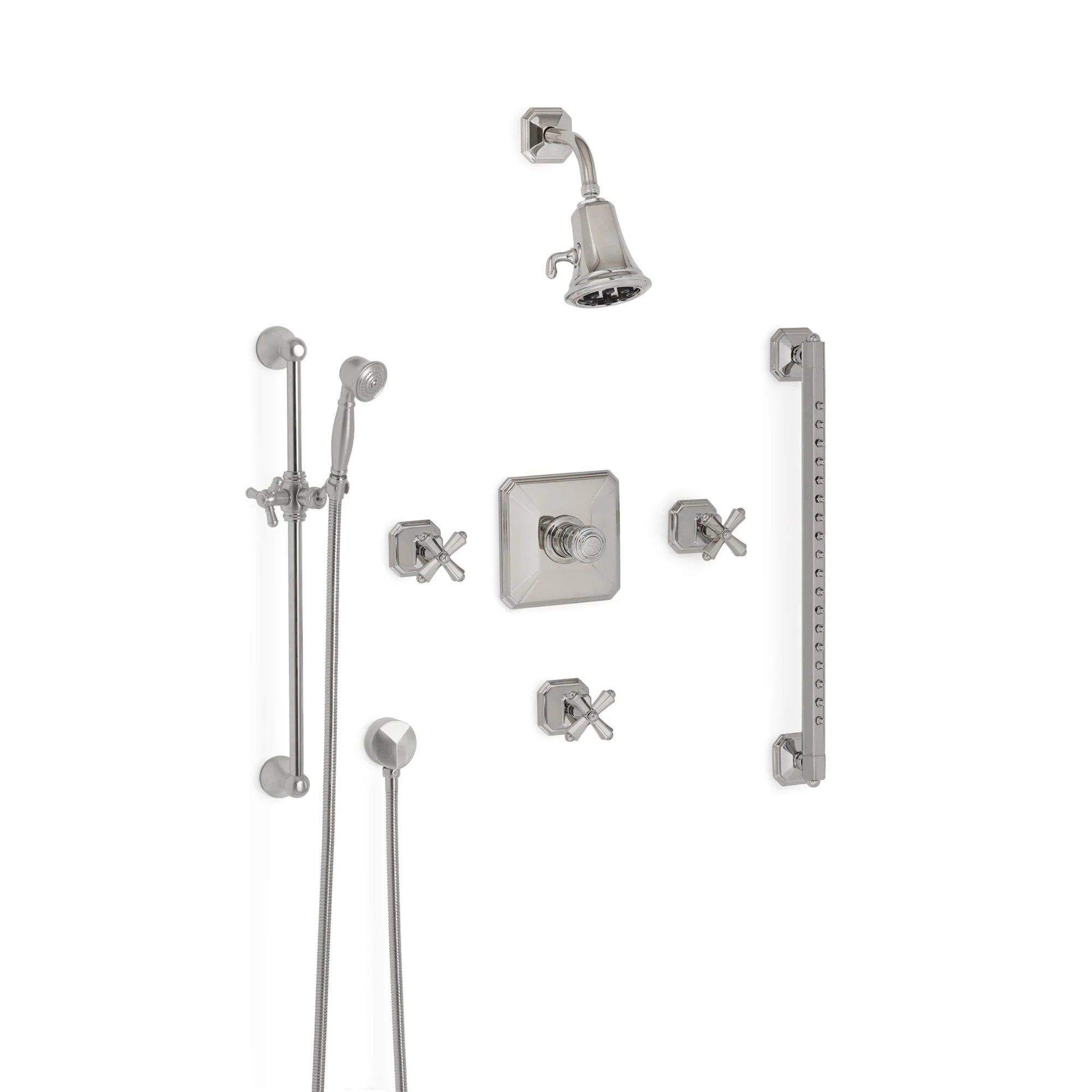 Vòi sen âm tường cổ điển điều chỉnh nhiệt độ Harrison Cross Handle bằng đồng - SHOWER1