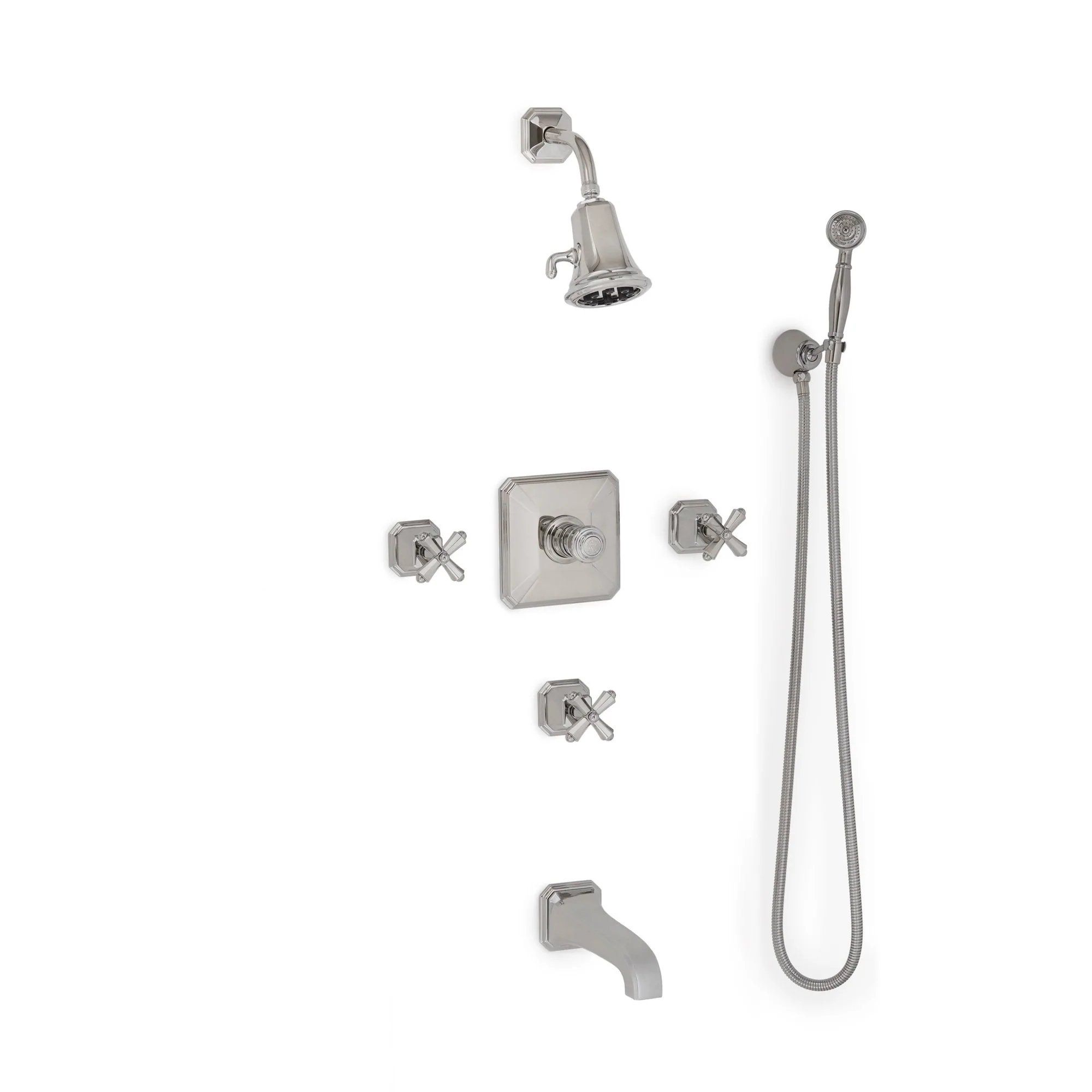 Vòi sen âm tường cổ điển điều chỉnh nhiệt độ Harrison Cross Handle bằng đồng - TUB-SHOWER