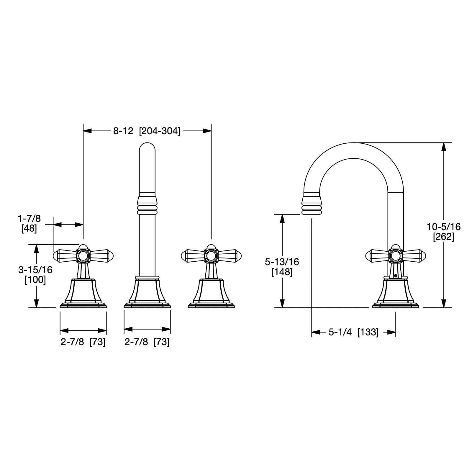 Vòi chậu lavabo cổ điển Harrison bằng đồng - 0981BAR800HR