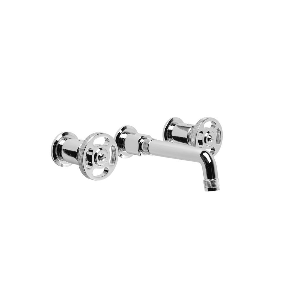 Vòi chậu lavabo gắn tường dài 185mm bằng đồng Industrica