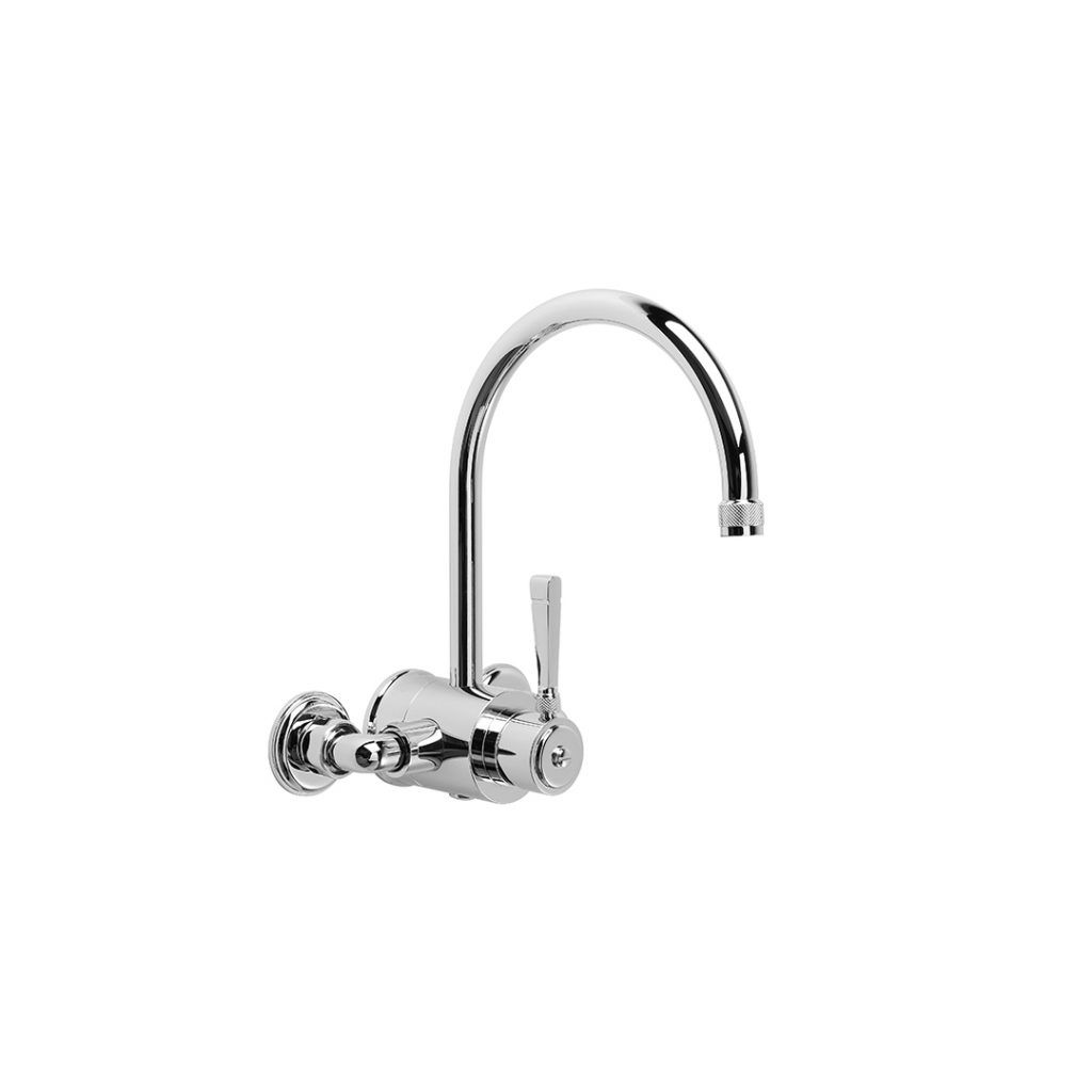 Vòi chậu lavabo gắn tường xoay 180 độ bằng đồng Industrica