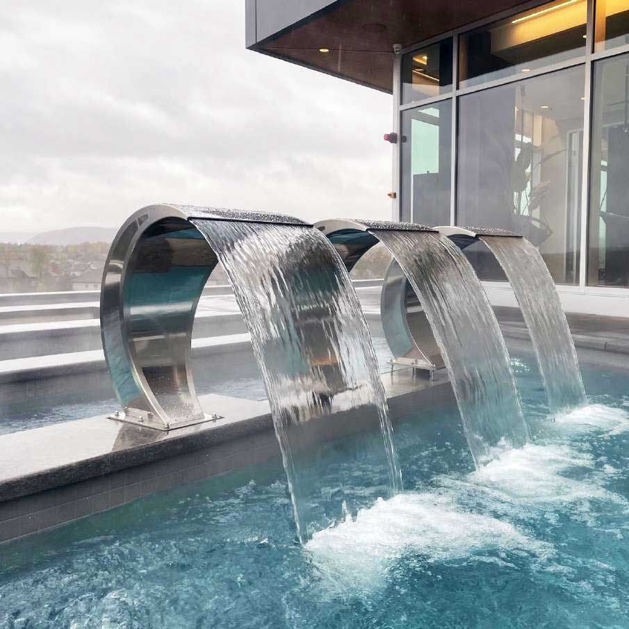 Thác nước hồ bơi ngoài trời bằng AISI 316L stainless steel (chống thời tiết đại dương) - AQA106