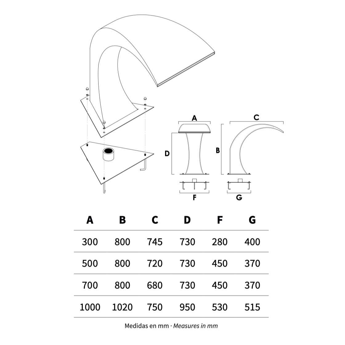 Thác nước hồ bơi ngoài trời bằng AISI 316L stainless steel (chống thời tiết đại dương) - AQA106.2