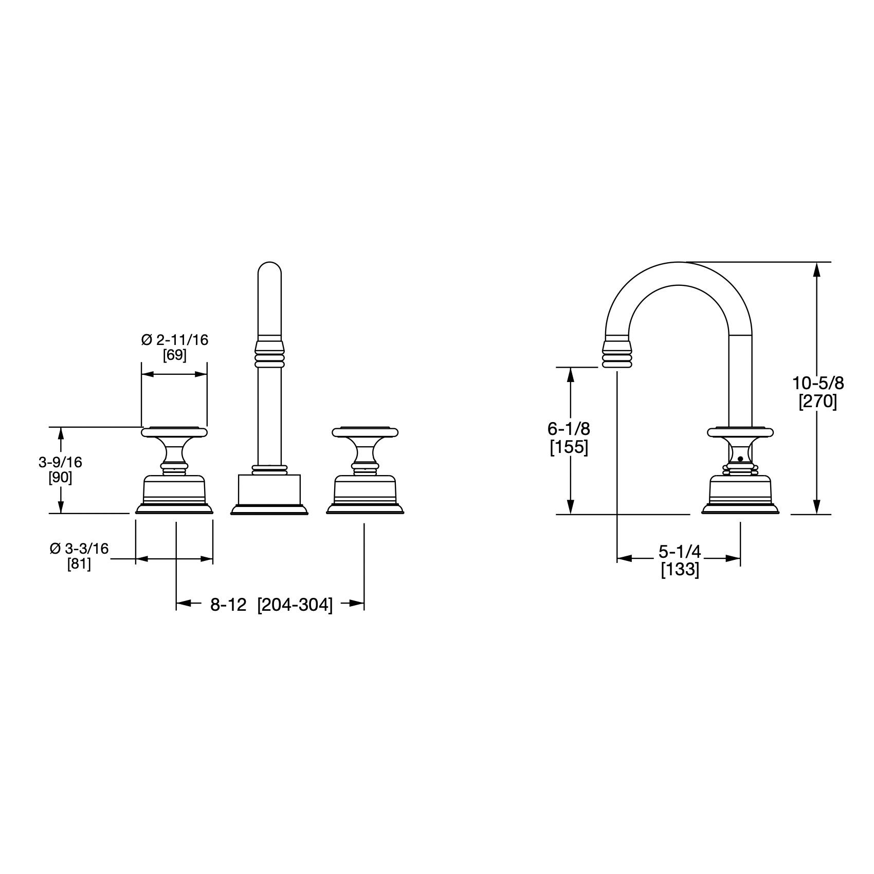  Vòi chậu cổ điển Onyx SW bằng đồng - 1065BAR800KN-HNOX 