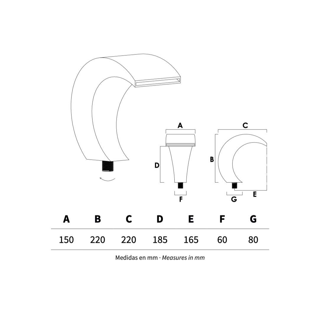 Thác nước hồ bơi ngoài trời bằng AISI 316L stainless steel (chống thời tiết đại dương) - AQA106SPA