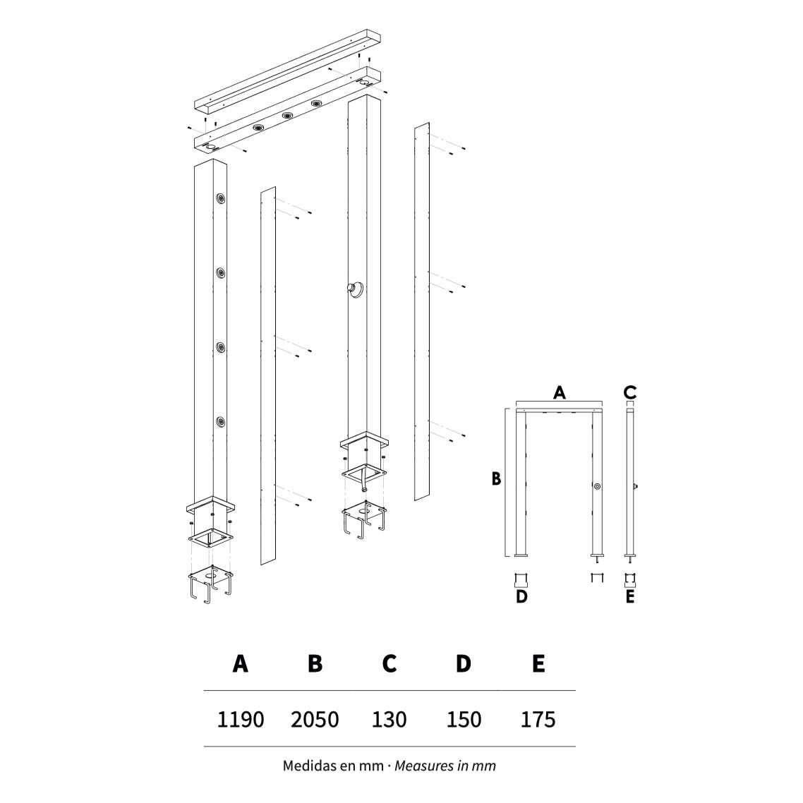 Cánh cổng vòi sen ngoài trời bằng AISI 316L stainless steel (chống thời tiết đại dương) - AQA119