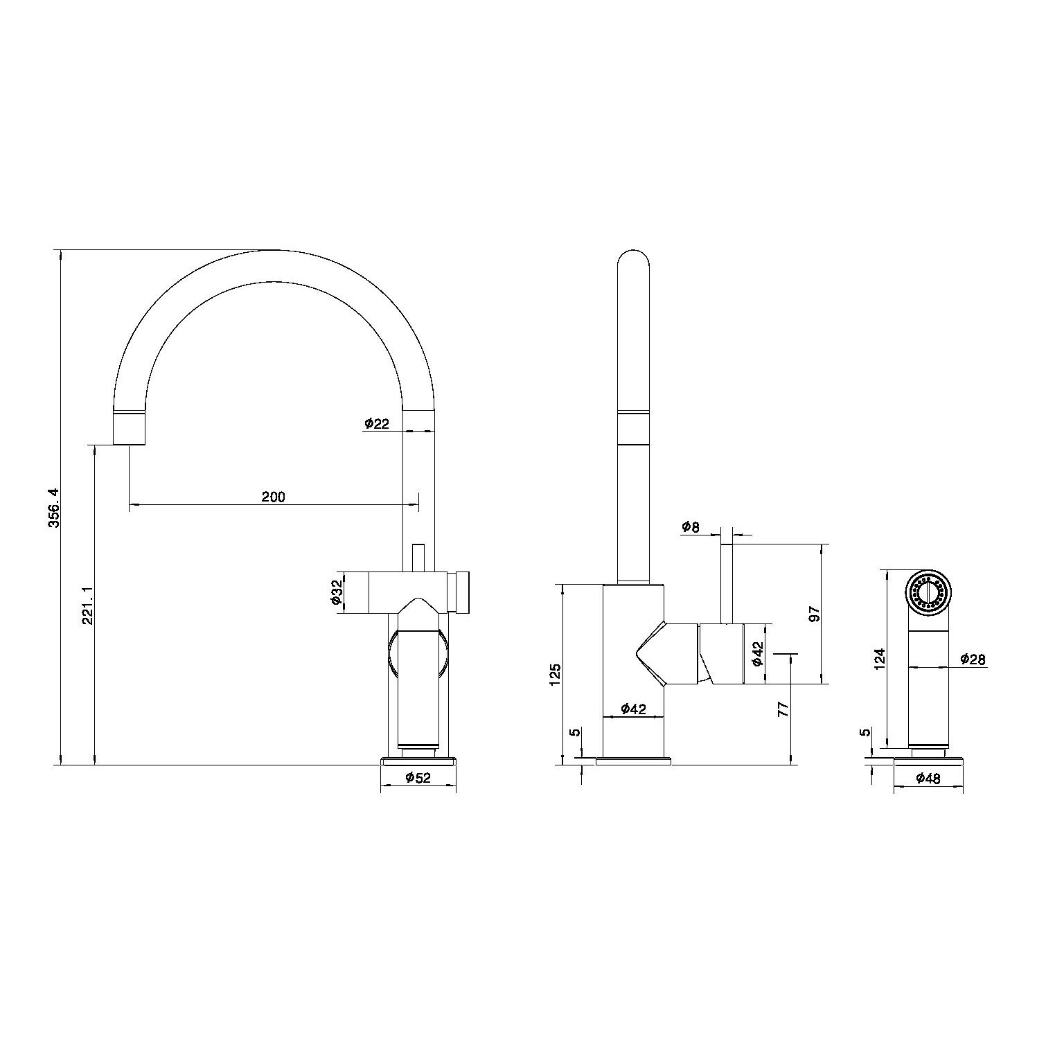 Vòi rửa chén bát kèm vòi xịt SS316L Zenne - RN162208