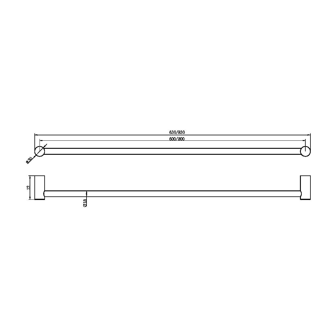 Thanh treo khăn tắm 600mm bằng SS316L Zenne - RN1624
