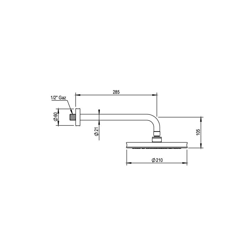 Vòi sen âm tường bát sen Ø210mm có vòi sen cầm tay cổ điển bằng đồng Zéphyr - 16002