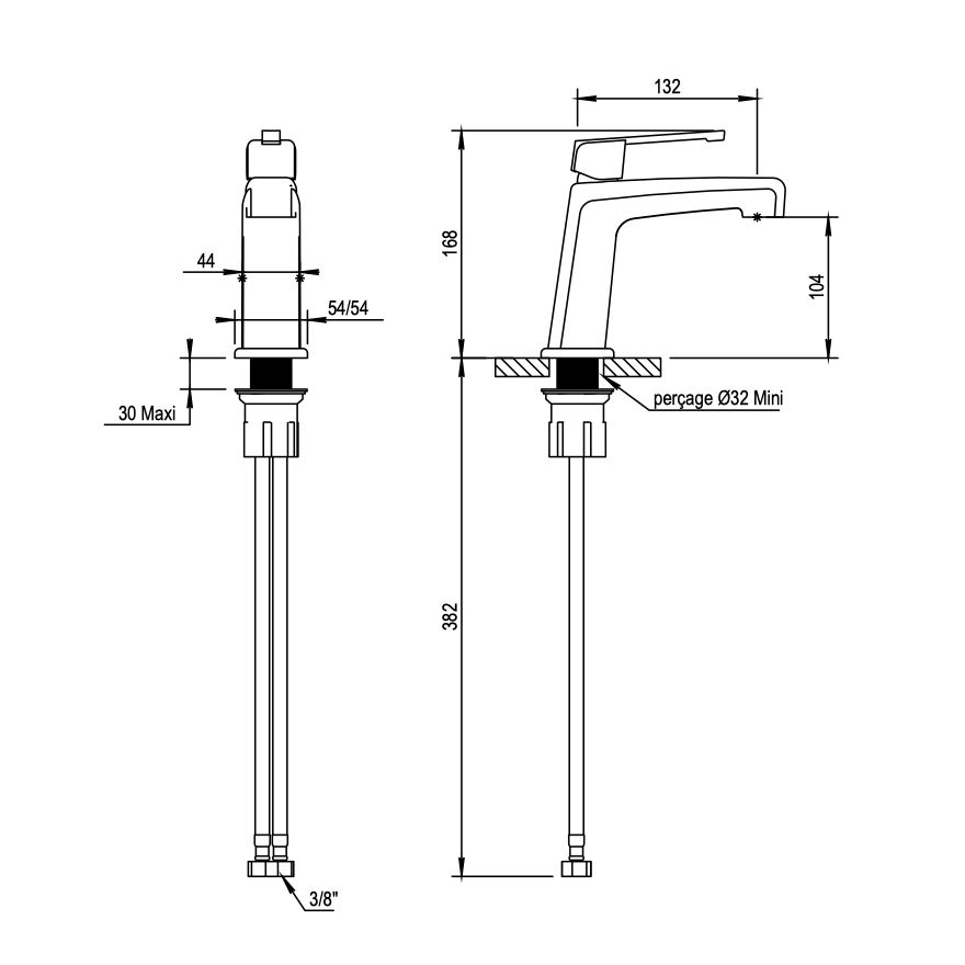 Vòi chậu lavabo cổ điển bằng đồng Zéphyr - 16709