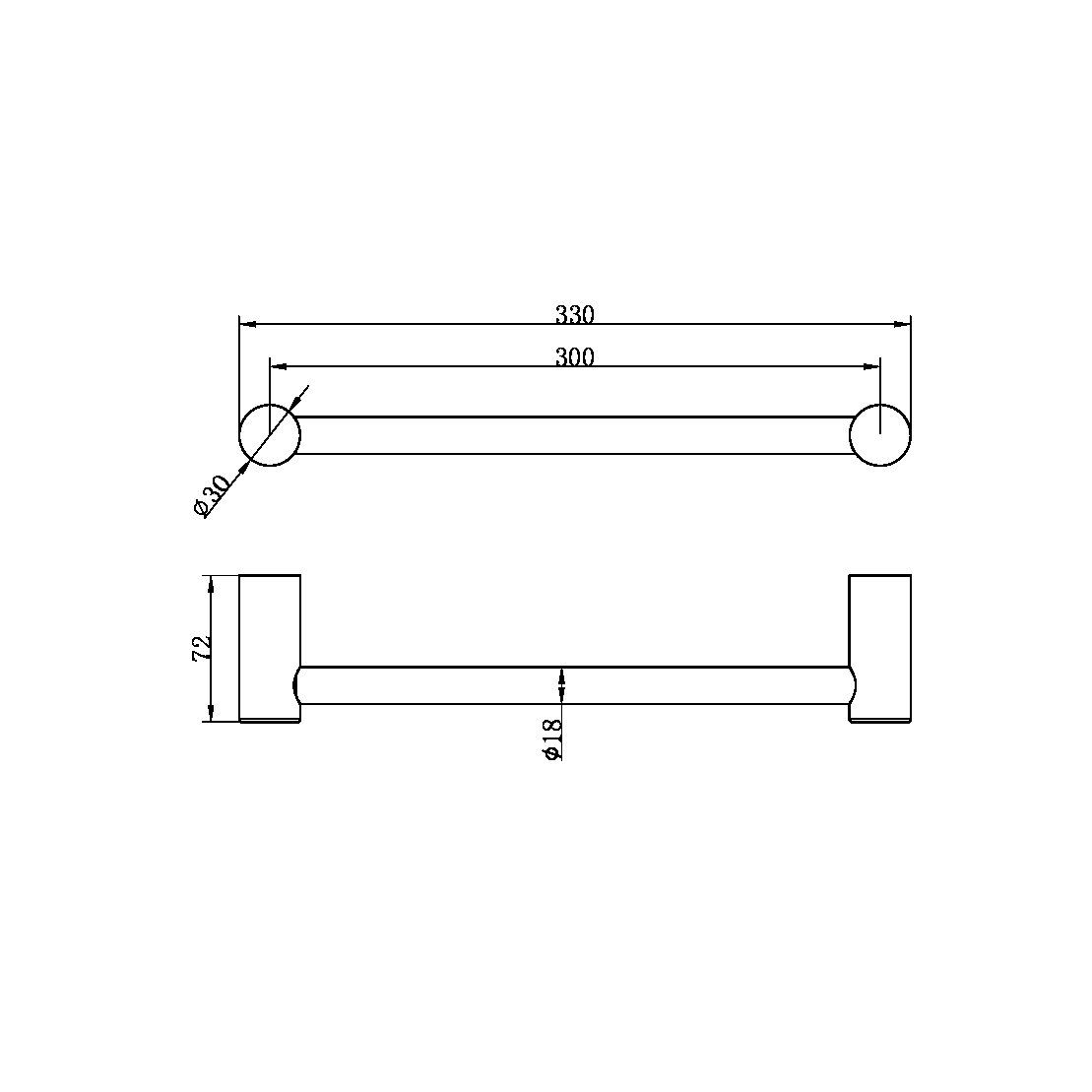 Thanh treo khăn tắm 300mm bằng SS316L Zenne - RN1680a