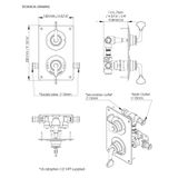  Vòi sen cây gắn tường điều chỉnh nhiệt độ cổ điển bằng đồng, bát sen Ø250 Drumlea - Shower Rose 