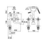  Vòi bồn tắm cổ điển 802 bằng đồng - 2002GVX120 