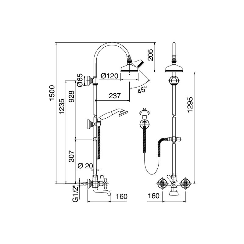  Sen cây gắn tường cổ điển 802 bằng đồng - 2002WDP130 