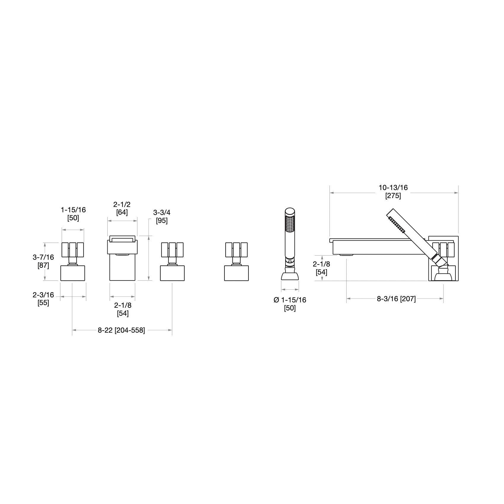  Vòi bồn tắm năm lỗ Apollo Stone bằng đồng - 2104DTS801-MALA 