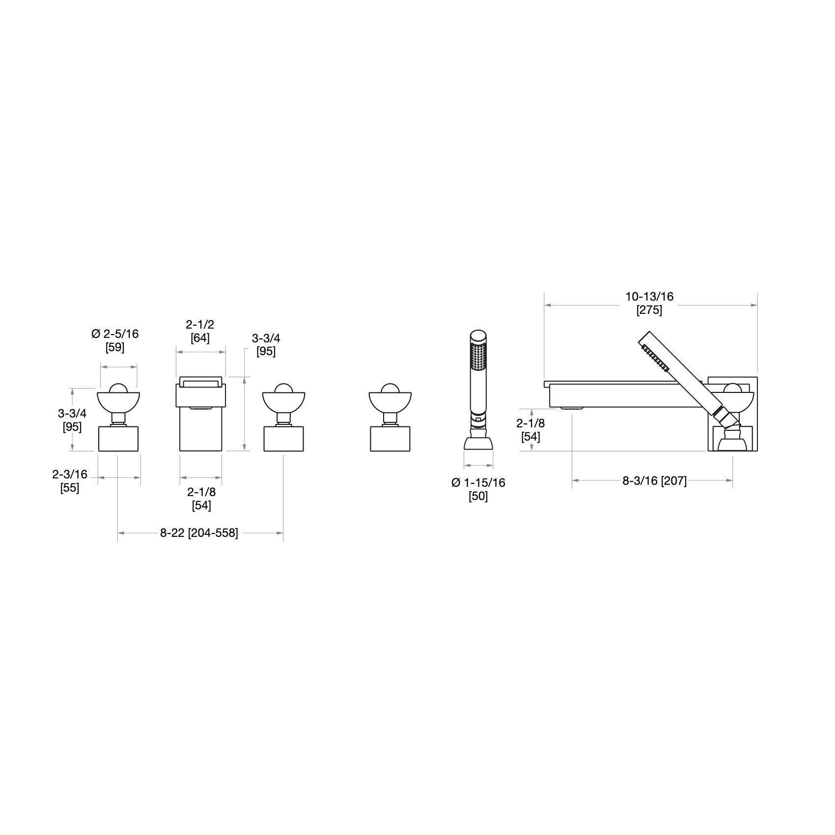  Vòi bồn tắm năm lỗ Apollo Stone bằng đồng - 2106DTS801-MALA 