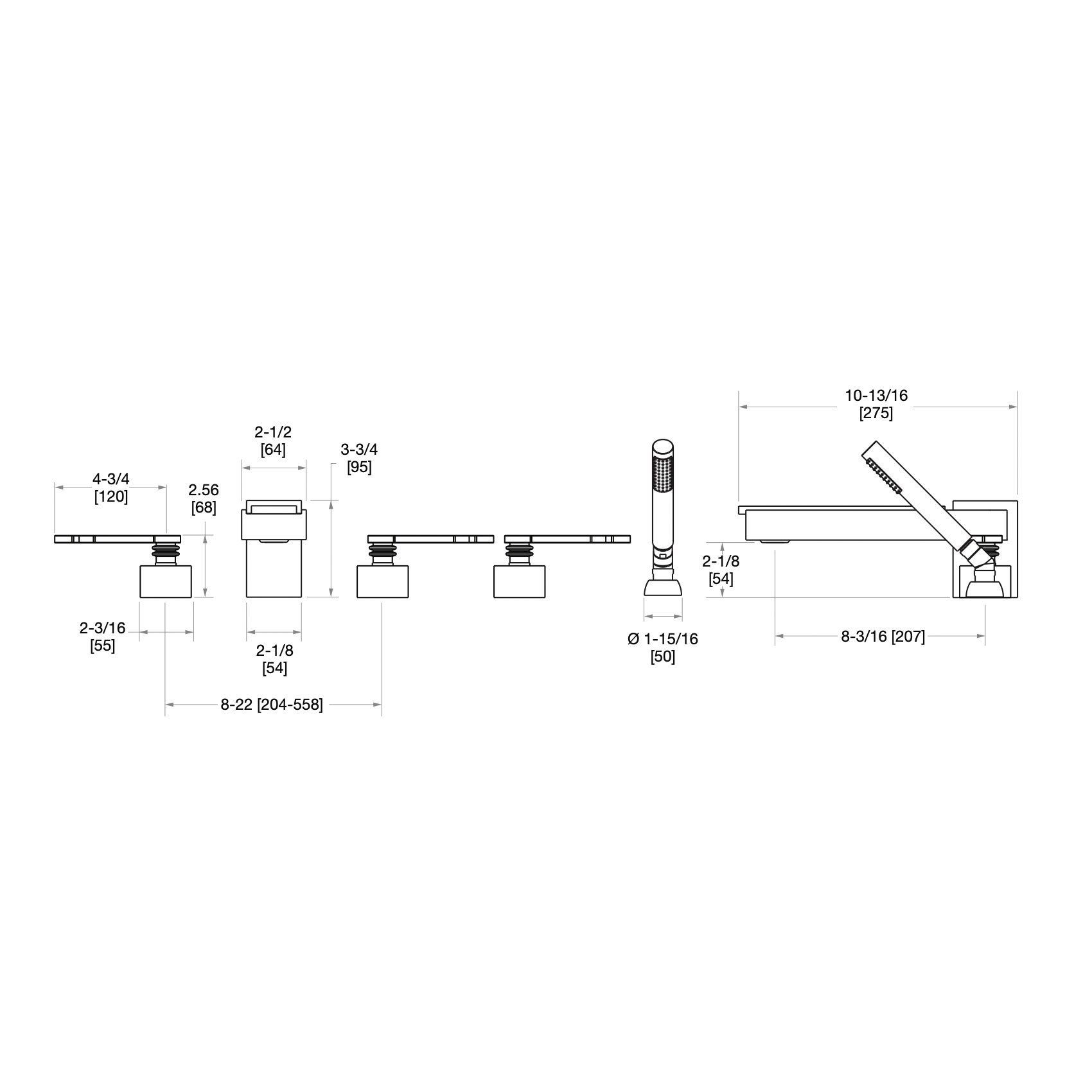  Vòi bồn tắm năm lỗ Apollo Stone bằng đồng - 2108DTS801-MALA 