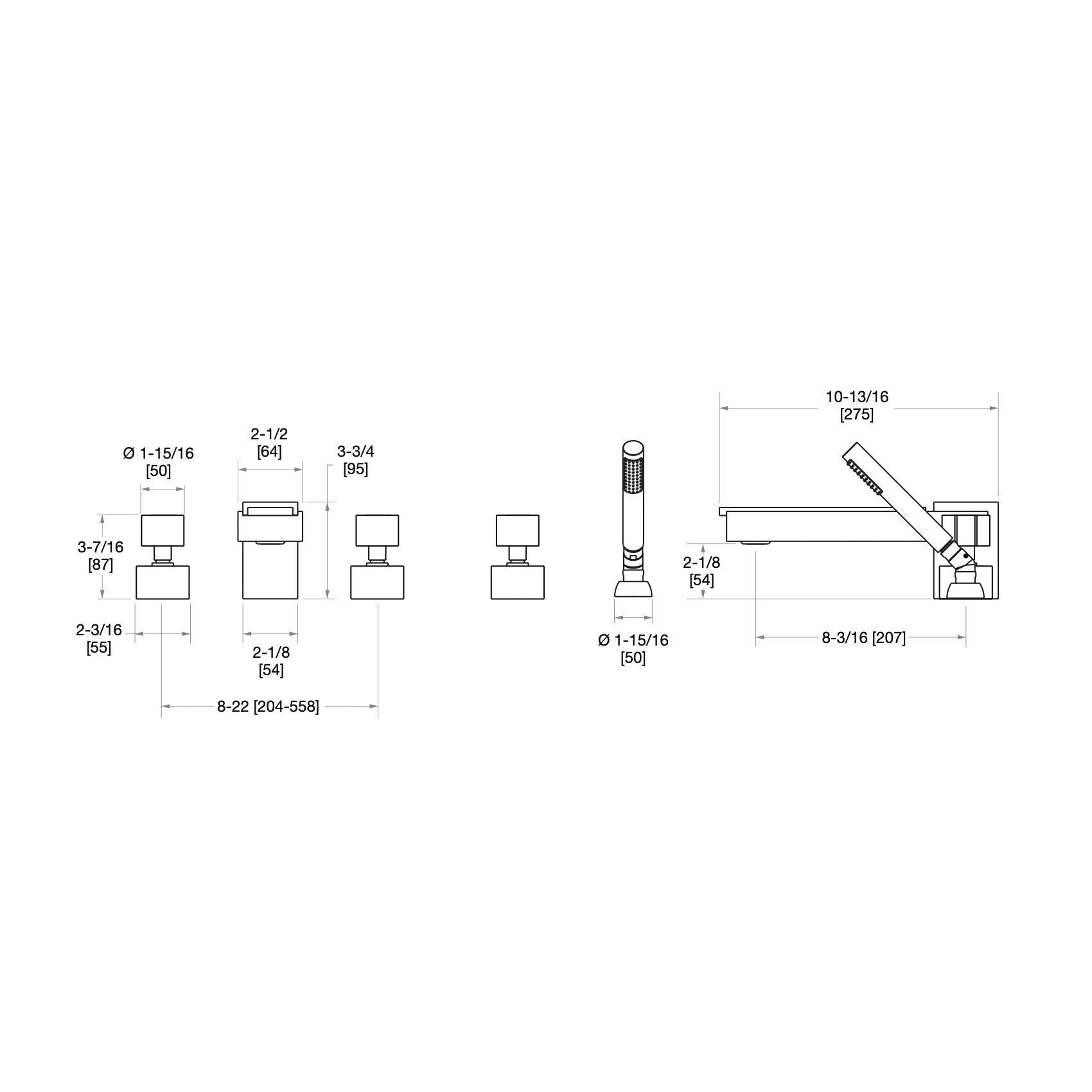  Vòi bồn tắm năm lỗ Apollo Stone bằng đồng - 2112DTS801-MALA 