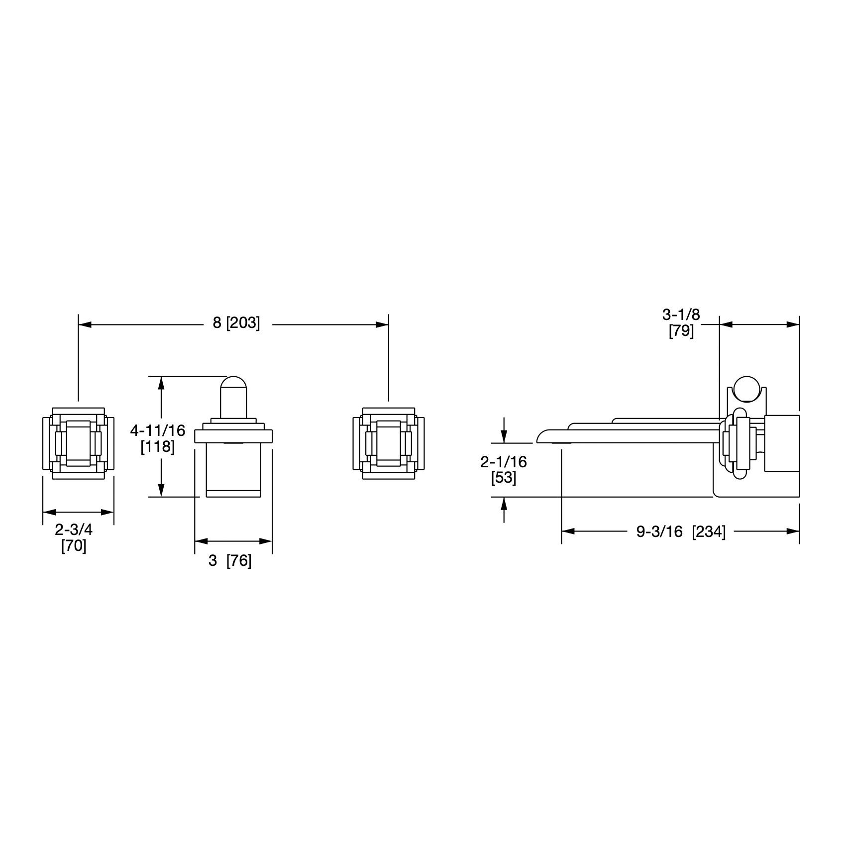  Vòi chậu rửa mặt gắn tường Nouveau bằng đồng - 2015WBS802 