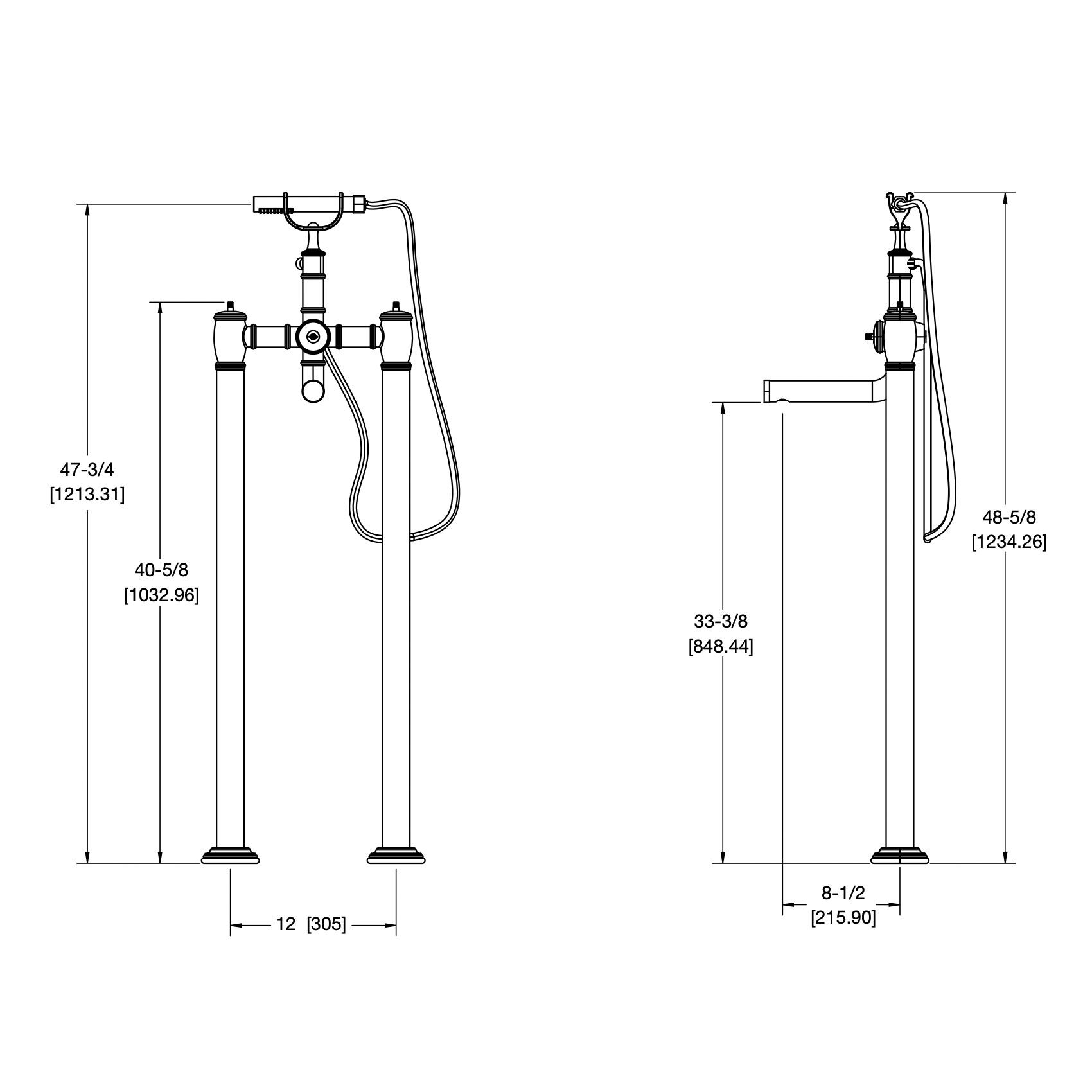  Vòi bồn tắm gắn sàn Apollo Metal bằng đồng - 2020XTS-01 