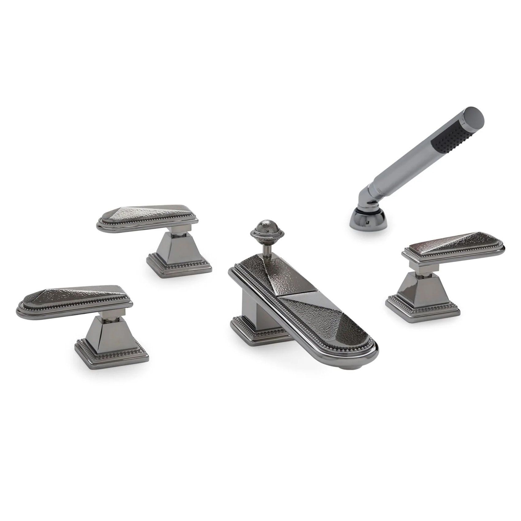 Vòi bồn tắm năm lỗ cổ điển Hammered Pyramid bằng đồng - 2050DTS803-HMRD