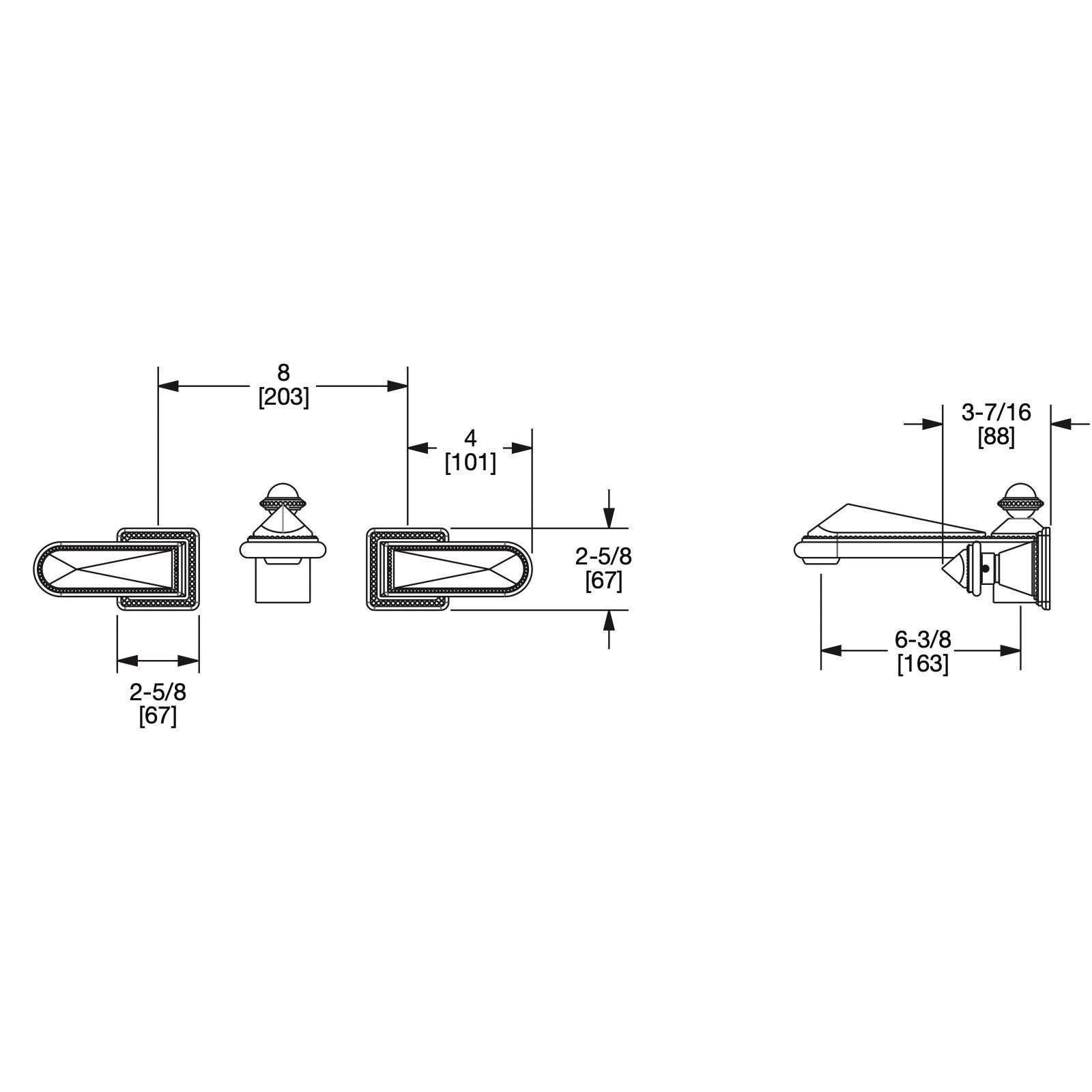 Vòi chậu rửa mặt gắn tường cổ điển Hammered Pyramid bằng đồng - 2050WBS803-HMRD