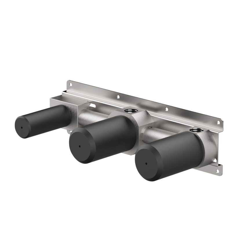  Vòi bồn tắm điều chỉnh nhiệt độ gắn tường dài 190mm 3 lỗ 3 đầu ra bằng stainless steel Mirò - MIR90 