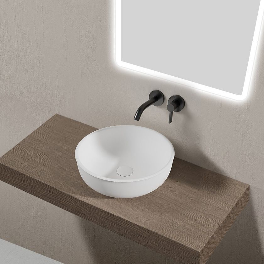 Chậu lavabo solid surface tròn đường kính Ø430mm - 2100-2