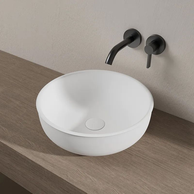 Chậu lavabo solid surface tròn đường kính Ø430mm - 2100-2
