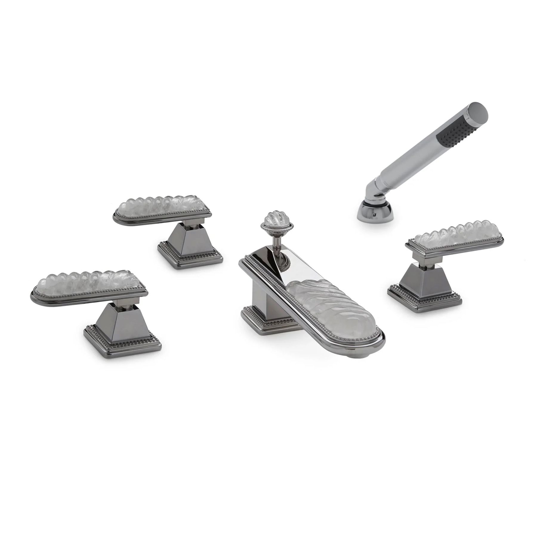 Vòi bồn tắm năm lỗ cổ điển Semiprecious Swirl Pyramid bằng đồng - 2150DTS803-S-RKCR