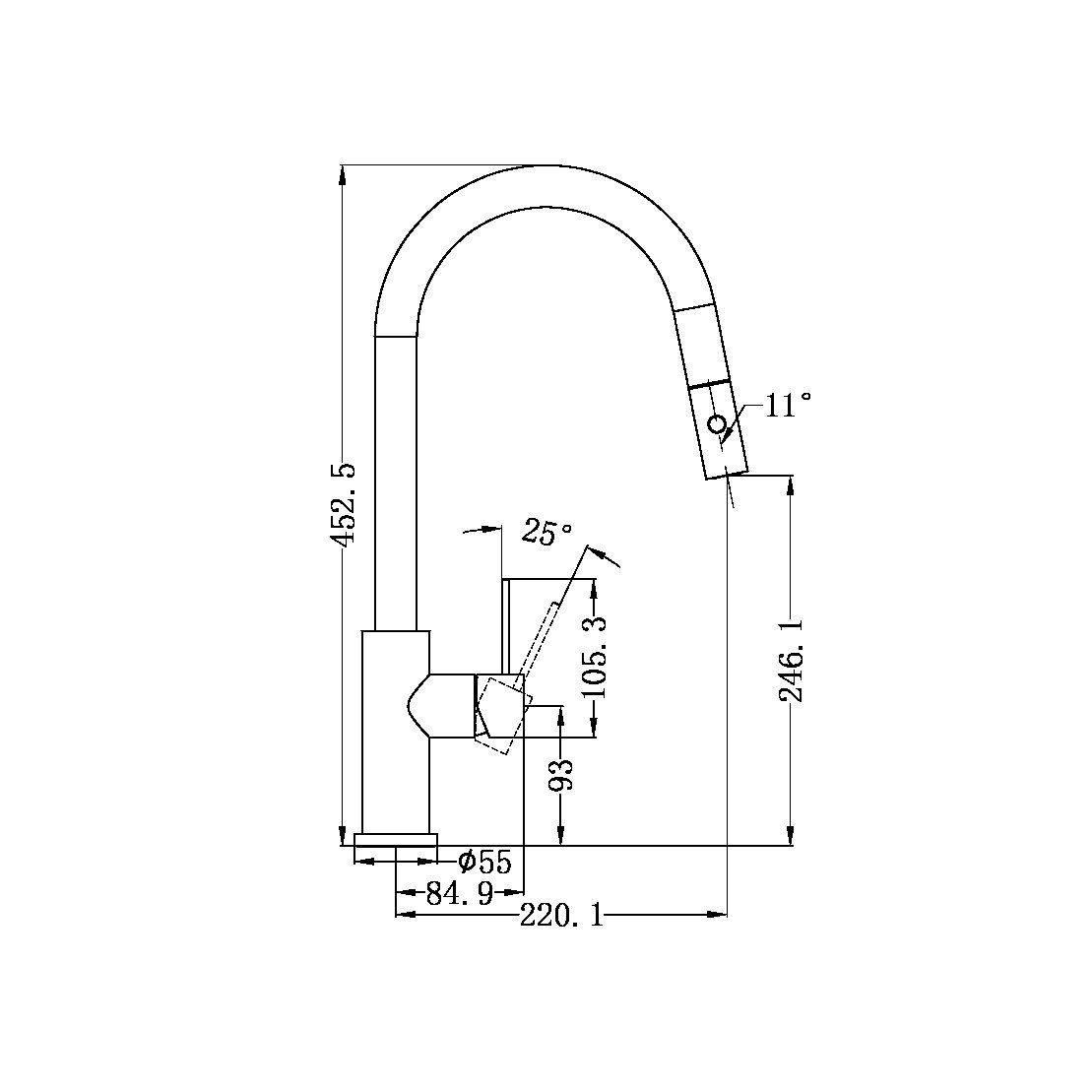 Vòi bếp rửa chén bát đầu vòi kéo ra bằng đồng Accem - 221908