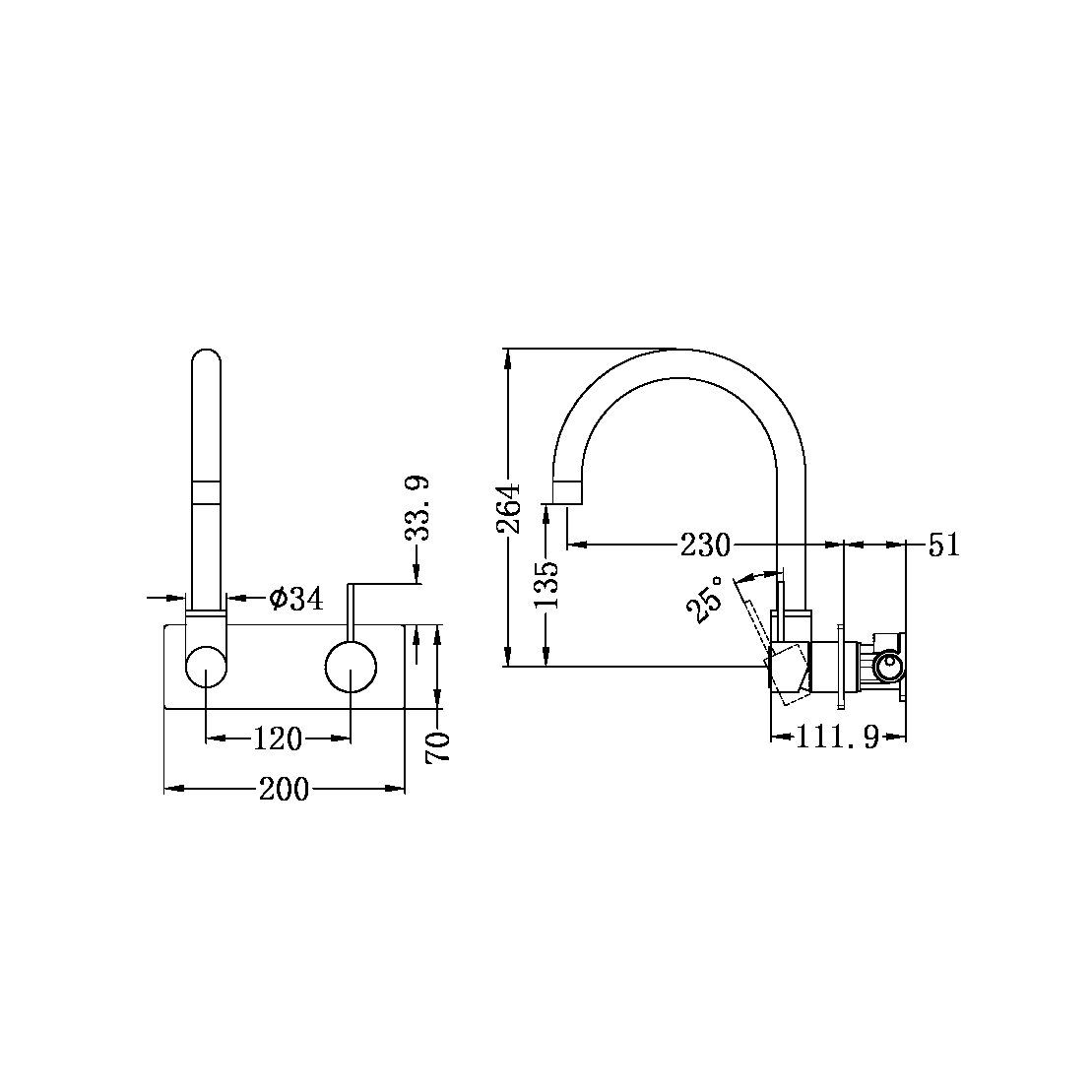 Vòi chậu lavabo gắn tường xoay 180 độ bằng đồng Accem - 221910p