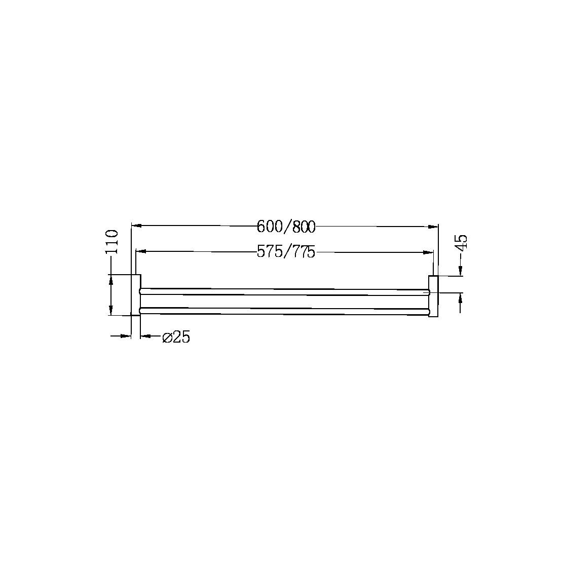 Thanh treo khăn đôi phòng tắm dài 600/800mm stainless steel Accem - 2324d