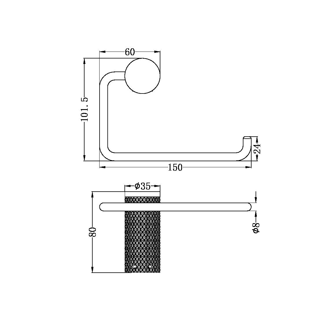 Móc treo giấy vệ sinh không nắp chụp bằng đồng Lapone - RN2586